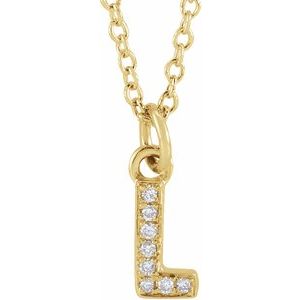 14K Yellow .03 CTW Natural Diamond Petite Initial L 16-18 Necklace