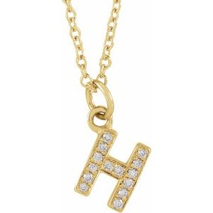 14K Yellow .05 CTW Natural Diamond Petite Initial H 16-18 Necklace
