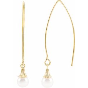 14K Yellow Cultured Akoya Pearl Earrings