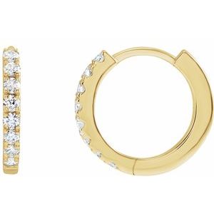 14K Yellow 1/5 CTW Lab-Grown Diamond 12 mm Hoop Earrings