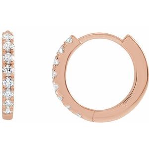 14K Rose 1/5 CTW Lab-Grown Diamond 12 mm Hoop Earrings