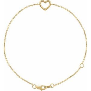 14K Yellow Heart 6 1/2-7 1/2" Bracelet