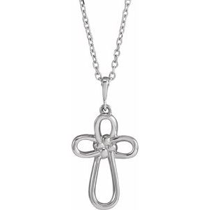 Sterling Silver Knotted Cross 16-18" Necklace