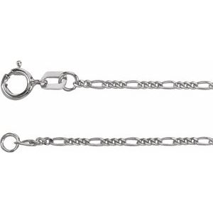 14K White 1.28 mm Figaro 16" Chain