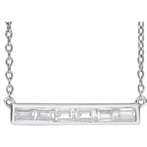14K White 3/8 CTW Lab-Grown Diamond Bar 16-18" Necklace