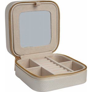 Champagne Leatherette Jewelry Case with Mirror