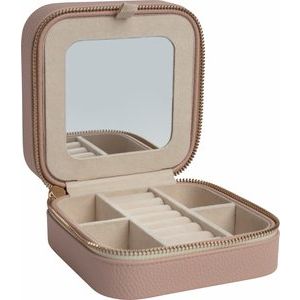 Blush Leatherette Jewelry Case with Mirror