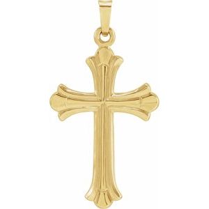 14K Yellow 33.8x17.7 mm Hollow Cross Pendant