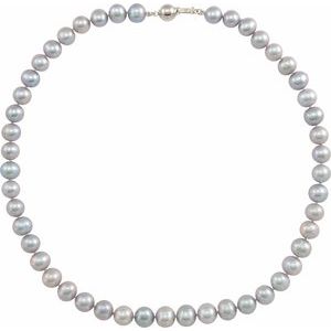 Sterling Silver Cultured Gray Freshwater Pearl 18 Necklace