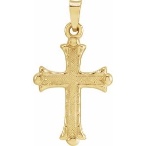 14K Yellow 20x14.5 mm Hollow Cross Pendant