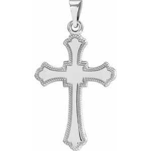 14K White Cross Pendant