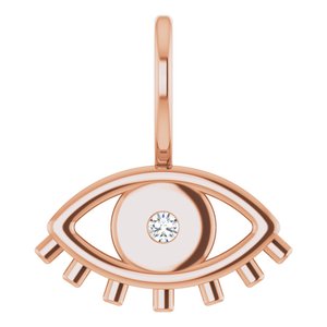 14K Rose .02 CT Natural Diamond Evil Eye Charm/Pendant