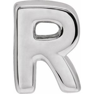 Sterling Silver Block Initial R Slide Pendant