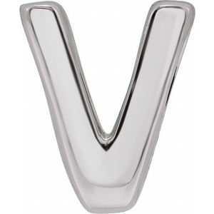 Sterling Silver Block Initial V Slide Pendant