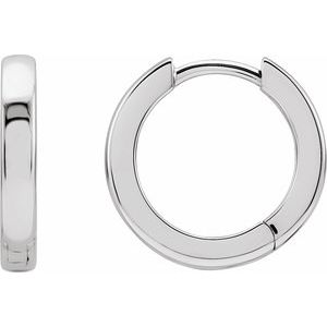 14K White Hinged 14 mm Hoop Earrings