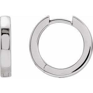 14K White Hinged 16 mm Hoop Earrings