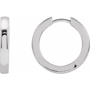 14K White Hinged 18 mm Hoop Earrings