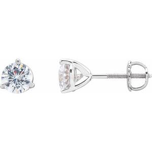 14K White 5.7 mm Imitation White Cubic Zirconia Stud Earrings