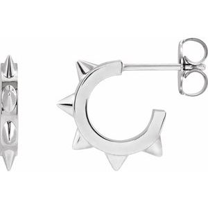 Sterling Silver Spike 13.43 mm Hoop Earrings