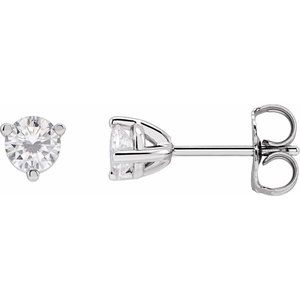 14K White 3.4 mm Round Stuller Lab-Grown Moissanite��� Earrings
