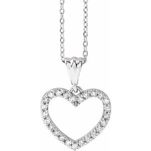 14K White 1/5 CTW Natural Diamond Heart 18" Necklace