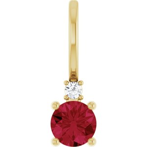 14K Yellow Lab-Grown Ruby & .015 CT Natural Diamond Charm/Pendant
