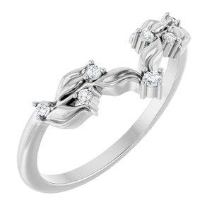 14K White .05 CTW Natural Diamond Contour Band