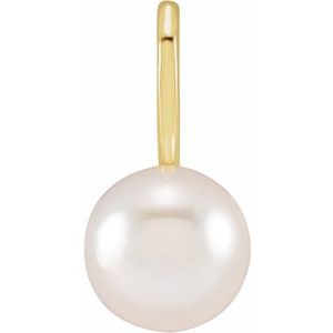 14K Yellow Cultured White Akoya Pearl Charm/Pendant