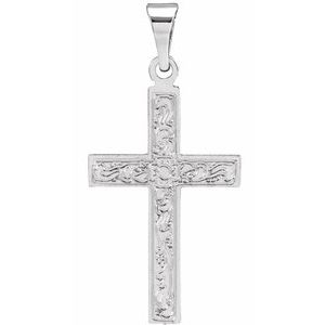 14K White 18x12 mm Cross Pendant