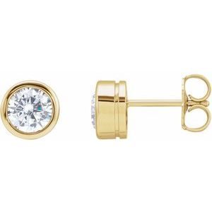 14K Yellow 5.2 mm Round Imitation White Cubic Zirconia Bezel-Set Earrings