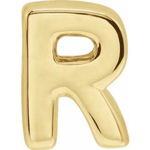 14K Yellow Block Initial R Slide Pendant