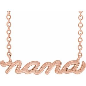 14K Rose 19.57x4.61 mm Nana 18" Necklace