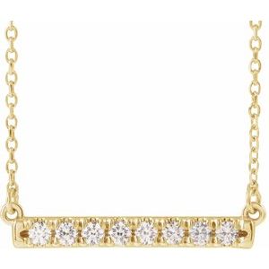14K Yellow 1/4 CTW Lab-Grown Diamond French-Set Bar 18 Necklace