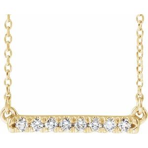 14K Yellow 1/8 CTW Lab-Grown Diamond French-Set Bar 18 Necklace
