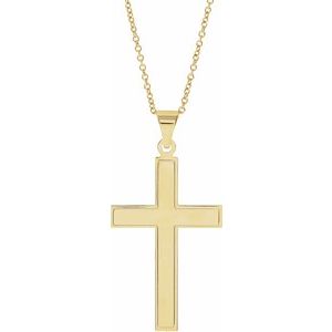 14K Yellow 39x25 mm Cross 18" Necklace