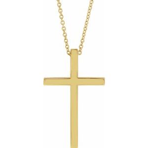 14K Yellow 25.7x15.7 mm Cross 18" Necklace