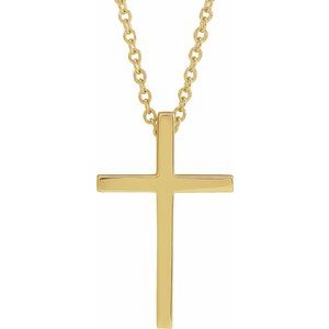 14K Yellow 12x7.6 mm Cross 18" Necklace