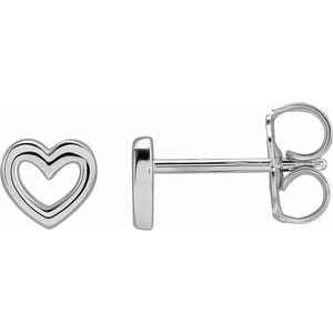 14K White Heart Earrings