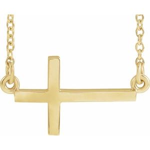 14K Yellow 17x9 mm Sideways Cross 16-18 Necklace
