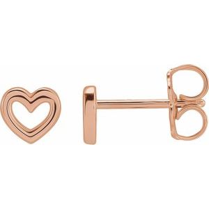 14K Rose Heart Earrings