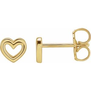 14K Yellow Heart Earrings
