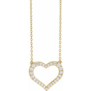 14K Yellow 3/8 CTW Lab-Grown Diamond Heart 16-18" Necklace