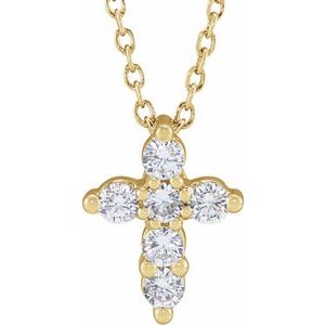 14K Yellow 1/4 CTW Lab-Grown Diamond Cross 18 Necklace
