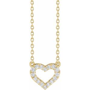 14K Yellow 1/5 CTW Lab-Grown Diamond Heart 16-18" Necklace