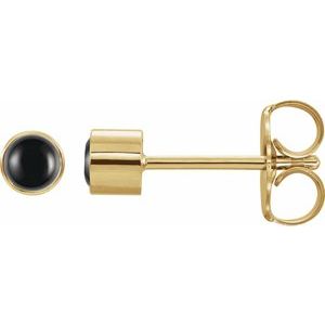 14K Yellow Natural Black Onyx Bezel-Set Earrings