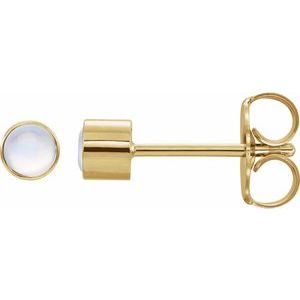 14K Yellow Natural Rainbow Moonstone Bezel-Set Earring