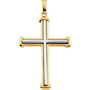 14K Yellow/White 41.7x25 mm Cross Pendant
