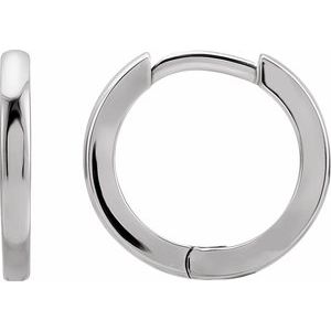 14K White Hinged 12.5 mm Hoop Earrings