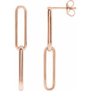 14K Rose Paperclip-Style Earrings