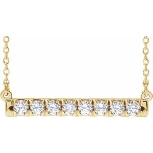 14K Yellow 1/2 CTW Lab-Grown Diamond French-Set Bar 18 Necklace